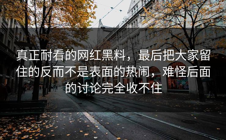 真正耐看的网红黑料，最后把大家留住的反而不是表面的热闹，难怪后面的讨论完全收不住