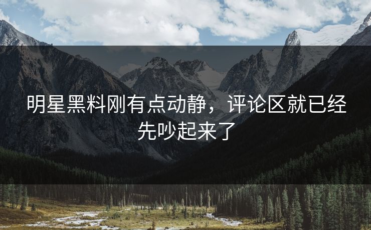 明星黑料刚有点动静,评论区就已经先吵起来了