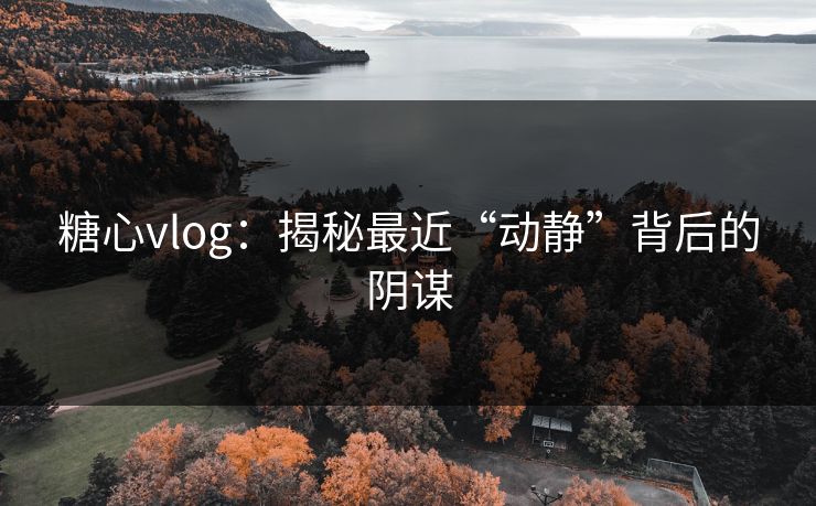 糖心vlog：揭秘最近“动静”背后的阴谋