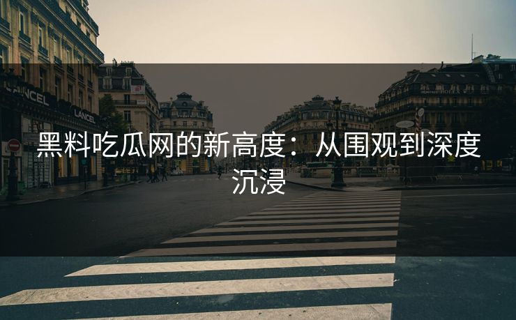 黑料吃瓜网的新高度:从围观到深度沉浸