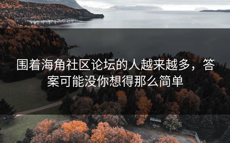 围着海角社区论坛的人越来越多,答案可能没你想得那么简单