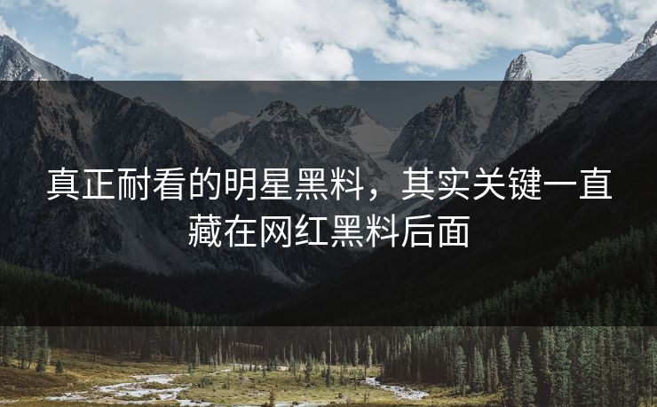 真正耐看的明星黑料,其实关键一直藏在网红黑料后面