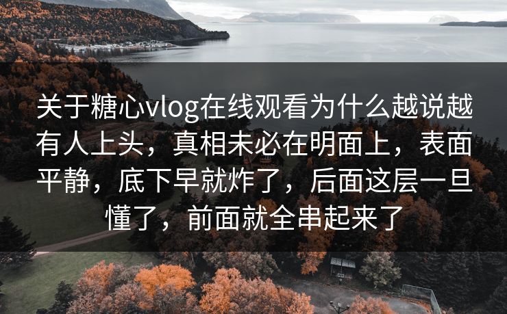 关于糖心vlog在线观看为什么越说越有人上头,真相未必在明面上,表面平静,底下早就炸了,后面这层一旦懂了,前面就全串起来了